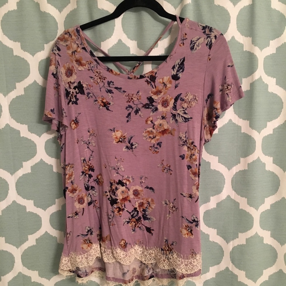 Xhiliration floral purple tunic